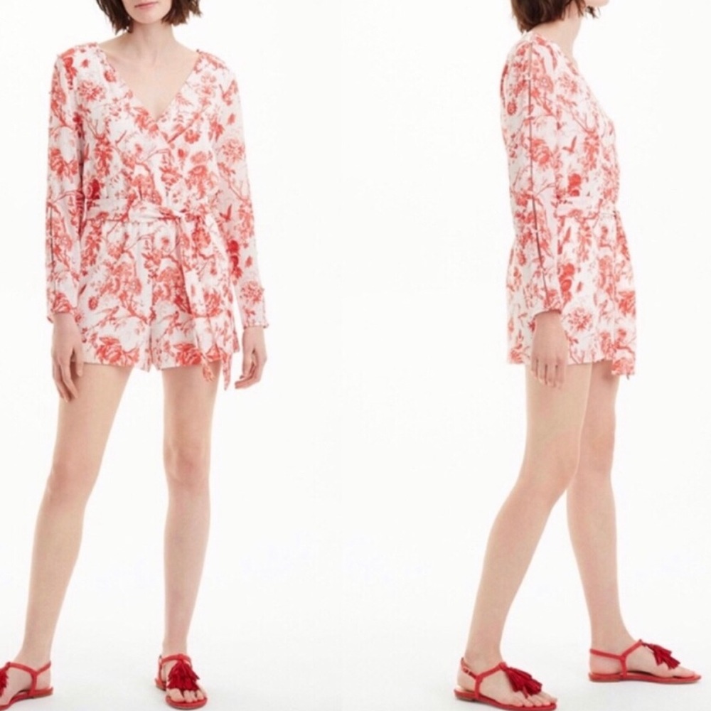 Club Monaco Red & White Long Sleeve Romper